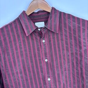 Aime Leon Dore Button Down Shirt Mens XL Burgundy Stripe Heavyweight Portugal